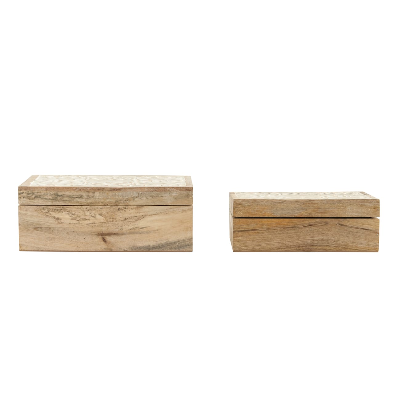Hello Honey® Handcarved & Whitewashed Mango Wood Box Set